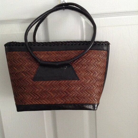 VINTAGE Leather and Straw Satchel, Hippie Chic, Retro, Y2K, 1980/1990's, Quality - Picture 7 of 7